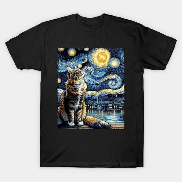 Sassy Starry Night Cat Shirt Astral Allure T-Shirt by BoazBerendse insect